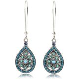 Dames druppel Boho oorbellen zilver turquoise multicolor stenen