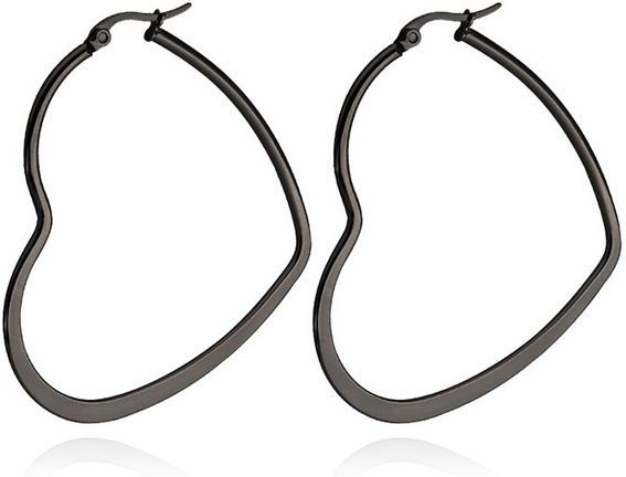 Cilla Jewels Dames oorringen Edelstaal Zwart hartje-40mm