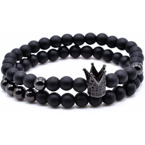 Memphis kralen armband  Agaat Crown Black