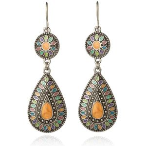 Druppelvorm Bohemian oorbellen hangers multicolor oranje steen