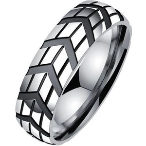 Gegroefde edelstaal heren ring-21mm