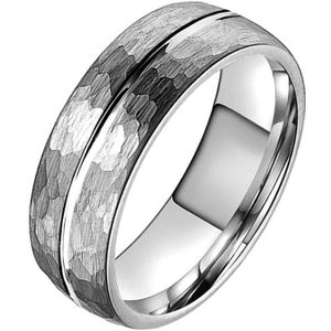 Tom Jaxon wolfraam Ring Facet Groef Mat Zilverkleurig-22mm