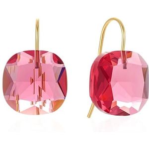 Cilla Jewels Luxe Oorbellen Dames - 925 Zilver, Gouden Afwerking, Rode/Roze Zirkonia