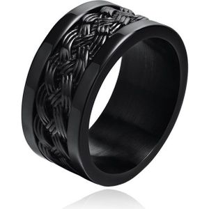 Zwarte mannen Ring Verweven Band - Mendes Jewelry-21mm