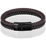 Memphis Dubbele leren armband Duo Color Zwart Bruin-24cm