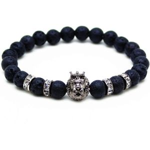 Memphis kralen armband mannen Lavasteen Lionhead Grey