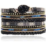 Zwarte Multilayer Armband met Steen