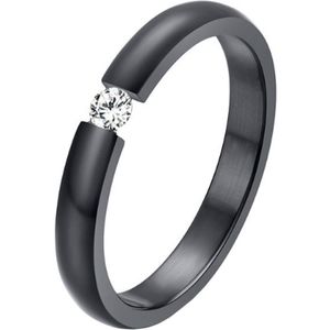 Cilla Jewels edelstaal ring Crystal Black-16mm