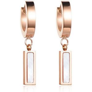 Cilla Jewels oorringen Titanium Rose met Wit
