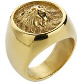 Mendes heren ring Leeuw Edelstaal Goudkleurig-21.5mm