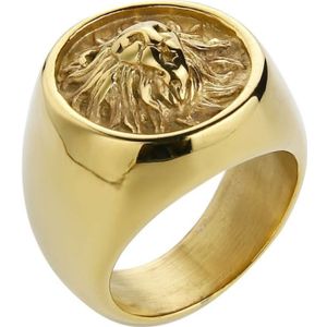 Mendes heren ring Leeuw Edelstaal Goudkleurig-21.5mm