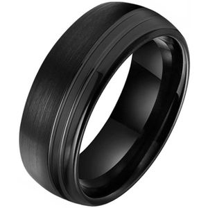 Wolfraam heren ring Tom Jaxon Groef Zwart Mat en Glans-21mm