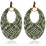 Ovale Dames Oorbellen Cilla Jewels Groen Goudkleurig 5.5 X 3.2cm