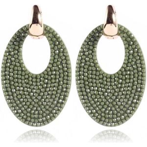 Ovale Dames Oorbellen Cilla Jewels Groen Goudkleurig 5.5 X 3.2cm