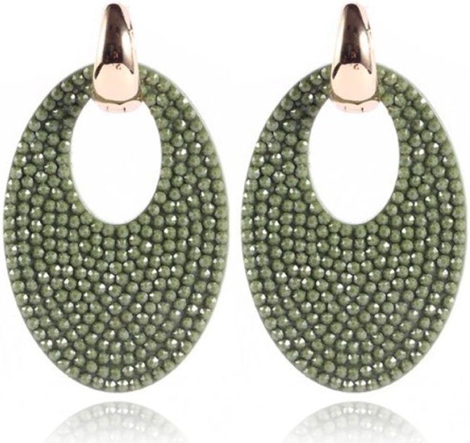 Ovale Dames Oorbellen Cilla Jewels Groen Goudkleurig 5.5 X 3.2cm