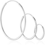 Elenza drie Zilverkleurige Hoepel Oorbellen - 12mm, 20mm, 30mm