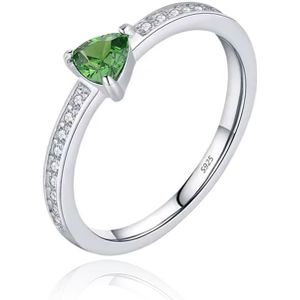 Elenza - Sterling .925 Zilveren Ring - Groen - Driehoekige Steen - Zirkonia