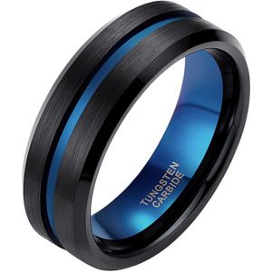 Heren ring Wolfraam Zwart Blauw 8mm-21.5mm