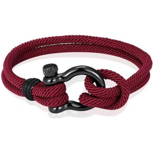 Nautische heren armband Paracord Edelstaal Anker Bordeaux-21cm