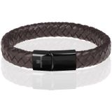 Memphis gevlochten leren armband Bruin Zwart-23cm