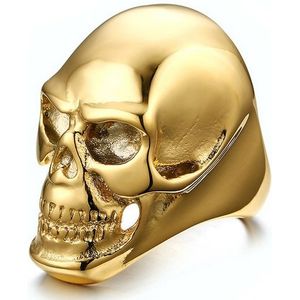 Stalen herenring Skull Gold-20mm