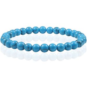 6mm Memphis Natuursteen Armband - Blue Howlite