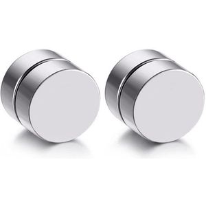 Magnetische Stud oorbellen Zilver 10mm