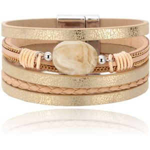 Layered Armband Vintage met Steen  - Champagne
