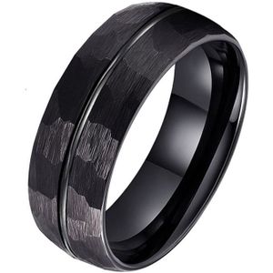 Tom Jaxon wolfraam Ring Facet Groef Mat Zwart-17mm