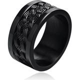Zwarte mannen Ring Verweven Band - Mendes Jewelry-21.5mm