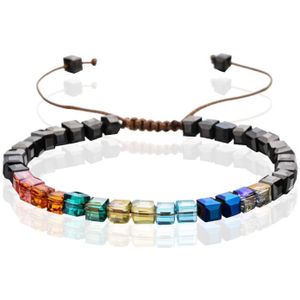 Memphis Bohemia Kralen Armband - 4mm Kristal Glas Zwart Multi