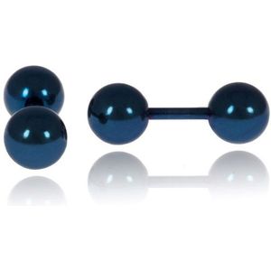 LGT Jewels Stud oorbellen Dubbele Bol Blauw 6mm