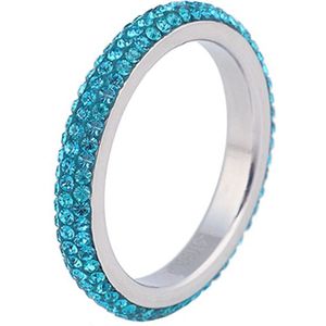 Cilla Jewels ring edelstaal Kristal Blauw-16mm