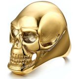 Stalen herenring Skull Gold-19mm