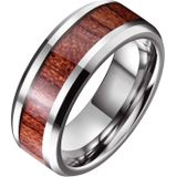 Wolfraam heren ring Tom Jaxon Zilverkleurig Glans Palissander Inlay-21mm