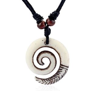 Touw Ketting voor Mannen met Witte Ronde Kettinghanger van Hars