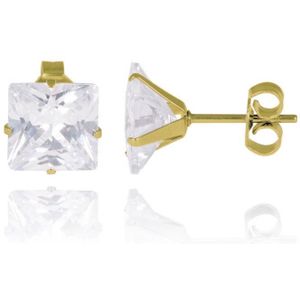 LGT Jewels Stud oorbellen Gold Edition transparent-4mm