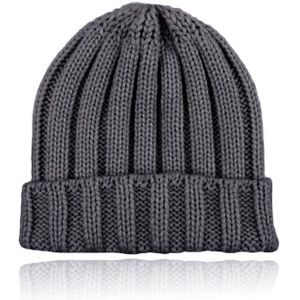 LGT JWLS Grofgebreide Dames Beanie met Omslagrand - Donkergrijs