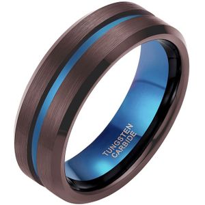 Heren ring Wolfraam Bruin Blauw 8mm-17mm