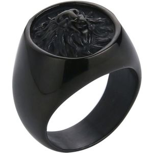 Mendes heren ring Leeuw Edelstaal Zwart-19mm