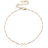 Enkelband Goud & Emaille - Infinity Pink