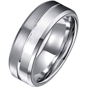 Tom Jaxon wolfraam Ring Groef Mat en Glans Zilverkleurig-19mm