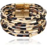 Dierenprint multilayer dames armband in de kleuren goud en wit
