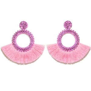 Fringe Oorbellen met Roze Strass van Cilla Jewels