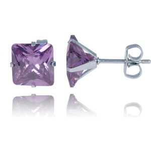 LGT Jewels Stud oorbellen Edelstaal Classic Purple 6mm