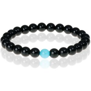 Kralen armband heren Memphis Onyx Aquamarijn