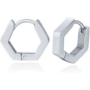 Heren Oorbellen LGT JWLS - Hexagon Zilver