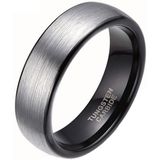 Wolfraam ring geborsteld zilver met Zwart-20mm