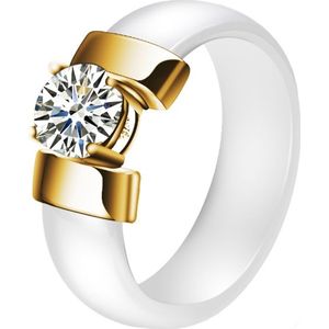 Cilla Jewels dames ring Keramiek Wit met Goud-19mm
