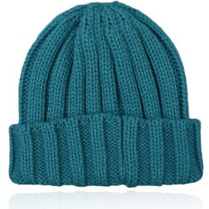 LGT JWLS Grofgebreide Dames Beanie met Omslagrand - Petrol